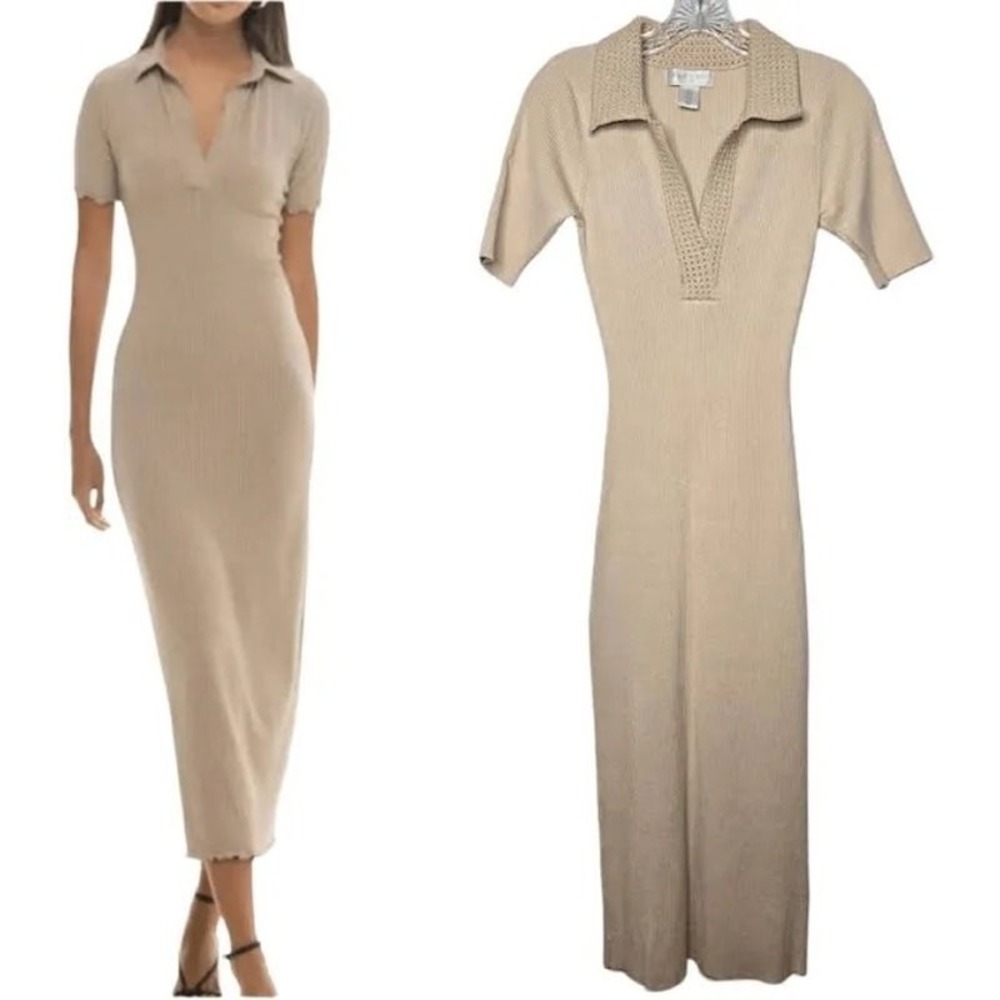 Caroline Constas Knit Midi Dress Sz XS Coastal Quiet Luxury Resort Chic Crochet
